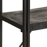 NNEVL 5-Tier Bookcase Black 140x30x180 cm Solid Mango Wood