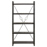 NNEVL 5-Tier Bookcase Black 90x30x180 cm Solid Mango Wood