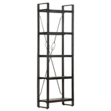 NNEVL 5-Tier Bookcase Black 60x30x180 cm Solid Mango Wood
