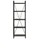 NNEVL 5-Tier Bookcase Black 60x30x180 cm Solid Mango Wood