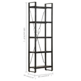 NNEVL 5-Tier Bookcase Black 60x30x180 cm Solid Mango Wood
