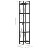NNEVL 5-Tier Bookcase Black 40x30x180 cm Solid Mango Wood