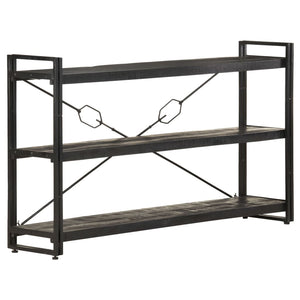 NNEVL 3-Tier Bookcase Black 140x30x80 cm Solid Mango Wood