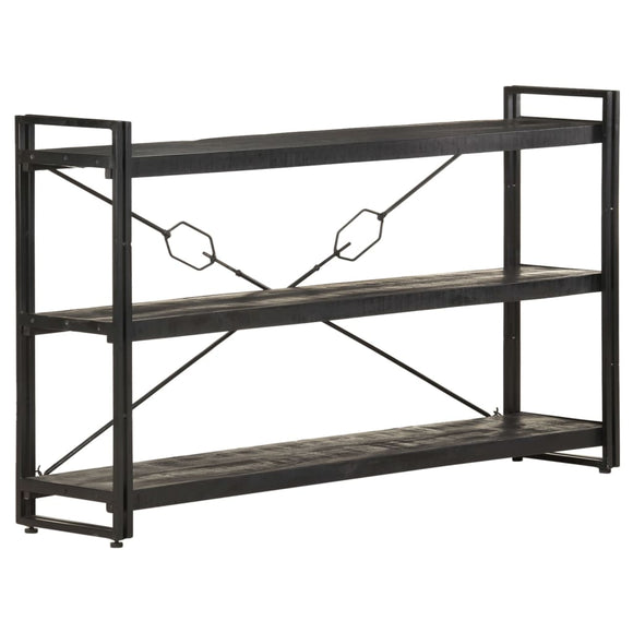 NNEVL 3-Tier Bookcase Black 140x30x80 cm Solid Mango Wood