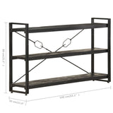 NNEVL 3-Tier Bookcase Black 140x30x80 cm Solid Mango Wood