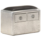 NNEVL Aviator Bench 59 cm Silver and Black Real Leather