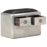 NNEVL Aviator Bench 59 cm Silver and Black Real Leather