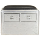 NNEVL Aviator Bench 59 cm Silver and Black Real Leather