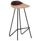 NNEVL Bar Stools 2 pcs Brown Real Leather
