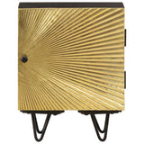 NNEVL Bedside Cabinet with Brass Front 40x30x50 cm Solid Mango Wood