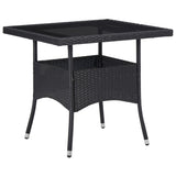 NNEVL 3 Piece Garden Dining Set Black Poly Rattan and Glass