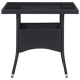 NNEVL 3 Piece Garden Dining Set Black Poly Rattan and Glass
