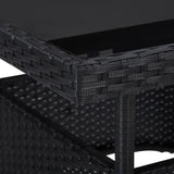 NNEVL 3 Piece Garden Dining Set Black Poly Rattan and Glass