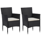 NNEVL 3 Piece Garden Dining Set Black Poly Rattan and Glass