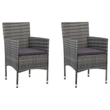 NNEVL 3 Piece Garden Dining Set Grey Poly Rattan and Glass