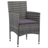 NNEVL 3 Piece Garden Dining Set Grey Poly Rattan and Glass
