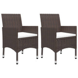 NNEVL 3 Piece Garden Dining Set Brown Poly Rattan and Glass