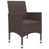 NNEVL 3 Piece Garden Dining Set Brown Poly Rattan and Glass