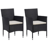 NNEVL 3 Piece Garden Dining Set Black Poly Rattan and Acacia Wood