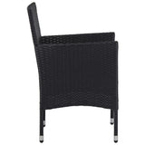 NNEVL 3 Piece Garden Dining Set Black Poly Rattan and Acacia Wood