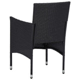 NNEVL 3 Piece Garden Dining Set Black Poly Rattan and Acacia Wood