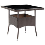 NNEVL 5 Piece Garden Dining Set Brown Poly Rattan and Glass
