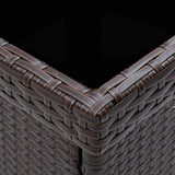 NNEVL 5 Piece Garden Dining Set Brown Poly Rattan and Glass