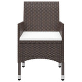 NNEVL 5 Piece Garden Dining Set Brown Poly Rattan and Glass
