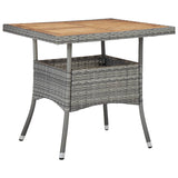 NNEVL 5 Piece Garden Dining Set Grey Poly Rattan and Acacia Wood