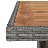 NNEVL 5 Piece Garden Dining Set Grey Poly Rattan and Acacia Wood