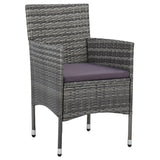 NNEVL 5 Piece Garden Dining Set Grey Poly Rattan and Acacia Wood