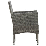 NNEVL 5 Piece Garden Dining Set Grey Poly Rattan and Acacia Wood