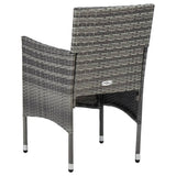 NNEVL 5 Piece Garden Dining Set Grey Poly Rattan and Acacia Wood