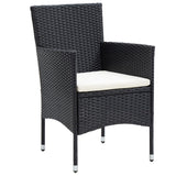 NNEVL 5 Piece Garden Dining Set Poly Rattan and Tempered Glass Black
