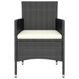 NNEVL 5 Piece Garden Dining Set Poly Rattan and Tempered Glass Black