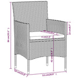 NNEVL 5 Piece Garden Dining Set Poly Rattan and Tempered Glass Grey