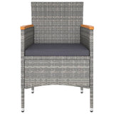 NNEVL 5 Piece Garden Dining Set Poly Rattan and Tempered Glass Grey