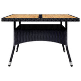 NNEVL 9 Piece Garden Dining Set Poly Rattan and Acacia Wood Black