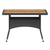 NNEVL 5 Piece Garden Dining Set Poly Rattan & Solid Acacia Wood Black