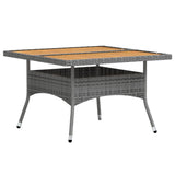 NNEVL 5 Piece Garden Dining Set Poly Rattan & Solid Acacia Wood Grey