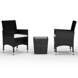 NNEVL 3 Piece Bistro Set Poly Rattan and Tempered Glass Black