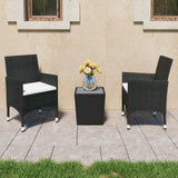 NNEVL 3 Piece Bistro Set Poly Rattan and Tempered Glass Black