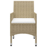 NNEVL 3 Piece Bistro Set Poly Rattan and Tempered Glass Beige