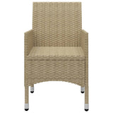 NNEVL 3 Piece Bistro Set Poly Rattan and Tempered Glass Beige