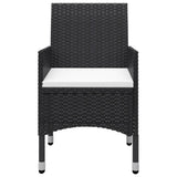 NNEVL 3 Piece Bistro Set Poly Rattan and Acacia Wood Black