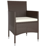 NNEVL 5 Piece Garden Bistro Set Poly Rattan and Tempered Glass Brown