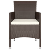NNEVL 5 Piece Garden Bistro Set Poly Rattan and Tempered Glass Brown