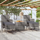 NNEVL 5 Piece Garden Bistro Set Poly Rattan & Solid Acacia Wood Grey