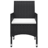NNEVL 3 Piece Garden Bistro Set Poly Rattan and Tempered Glass Black