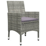 NNEVL 3 Piece Garden Bistro Set Poly Rattan and Tempered Glass Grey